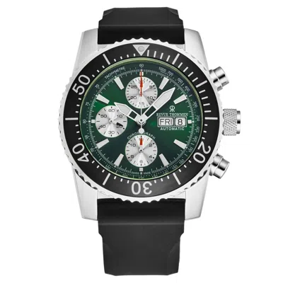 Pre-owned Revue Thommen Men's Divers Green Dial Rubber Strap Automatic Watch 17030.6521