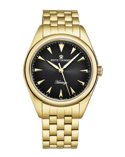 Revue Thommen Heritage Automatic Black Dial Men's Watch 21010.2117 In Black / Gold Tone / Yellow