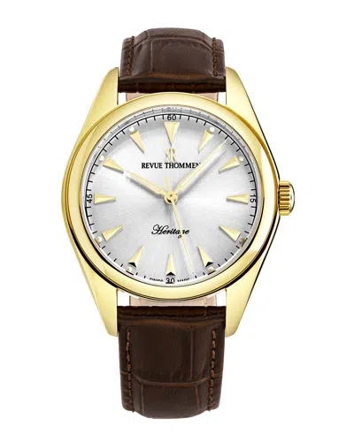 Revue Thommen Heritage Automatic Silver Dial Men's Watch 21010.2512 In Brown / Gold Tone / Silver / Yellow