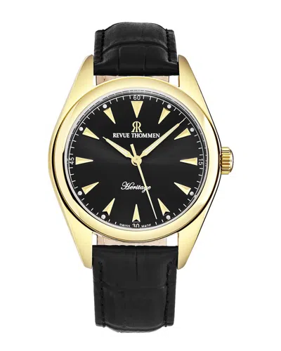 Revue Thommen Heritage Automatic Black Dial Men's Watch 21010.2517 In Black / Gold Tone / Yellow