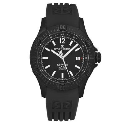 Pre-owned Revue Thommen Mens Air Speed Black Dial Black Rubber Strap Automatic 16070.4677