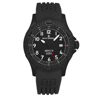 Pre-owned Revue Thommen Mens Air Speed Black Dial Black Rubber Strap Automatic 16070.4777