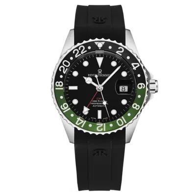 Pre-owned Revue Thommen Mens Diver Black Dial Black & Green Gmt Bezel Automatic 17572.2838