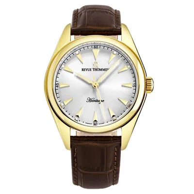 Pre-owned Revue Thommen Mens 'heritage' Silver Dial Brown Strap Automatic Watch 21010.2512