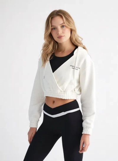 Revyve Active Cropped V-neck Hoodie In White