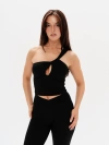 Revyve Active One Shoulder Muse Tank Top In Black In Black