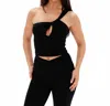 Revyve Active One Shoulder Muse Tank Top In Black In Black