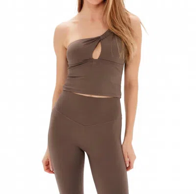Revyve Active One Shoulder Muse Tank Top In Walnut In Brown