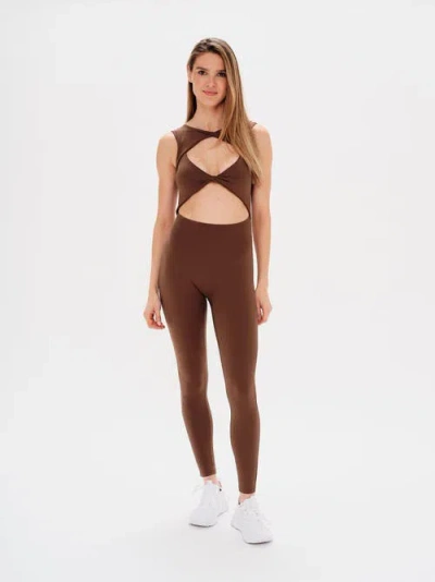 Revyve Active Peek-a-boo Jumpsuit In Brown