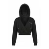 Revyve Active Women's Cropped V-neck Hoodie Black In Black