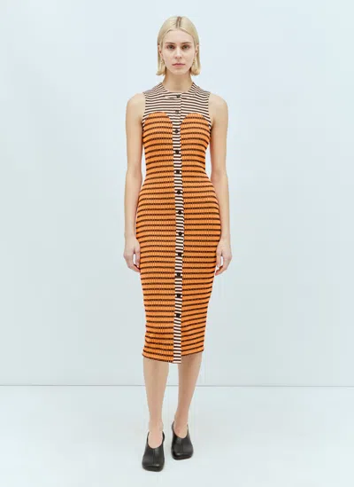 Reward If Found Cardi Striped Dress In Orange