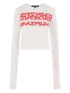 Reward If Found Floral-panel Knit Top In White