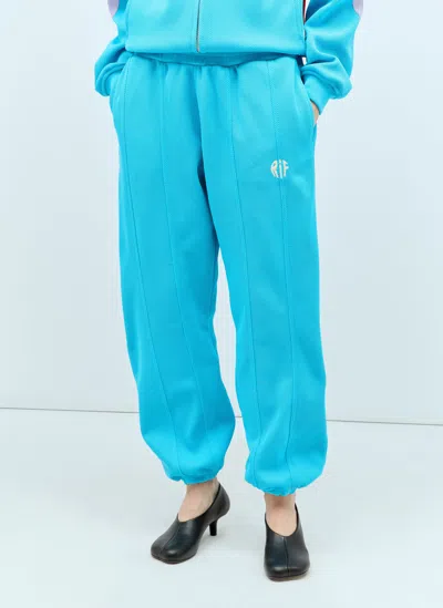 Reward If Found Logo Embroidery Track Pants In Blue