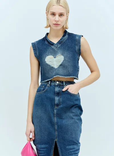 Reward If Found Mermaid Denim Top In Blue