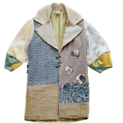 Reweave Women's Green / Blue The Jackie Coat - Blue Mosaic In Multi