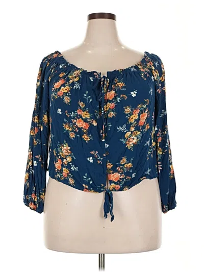 Pre-owned Rewind 3/4 Sleeve Blouse In Blue