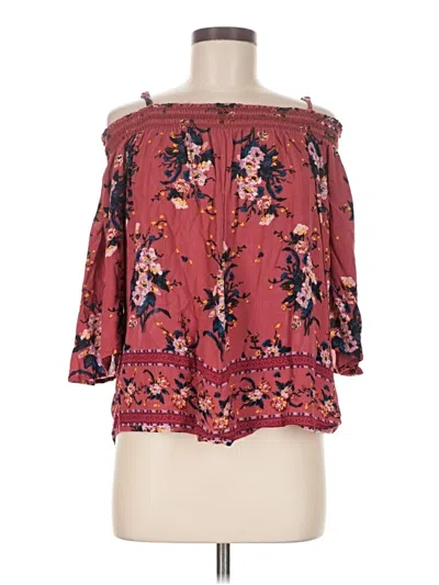 Pre-owned Rewind 3/4 Sleeve Blouse In Burgundy