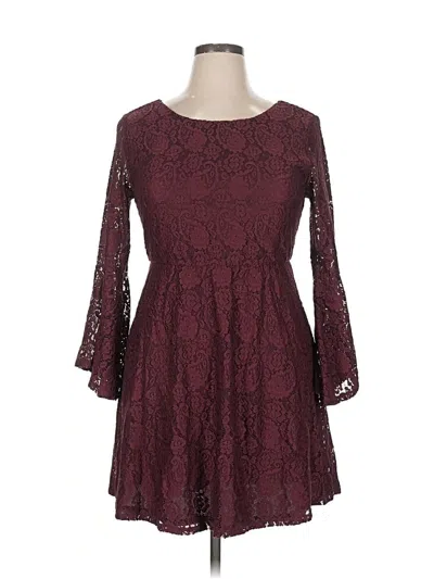 Pre-owned Rewind 3/4 Sleeve Top Burgundy Boatneck Tops