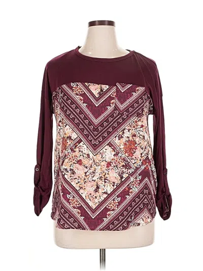Pre-owned Rewind 3/4 Sleeve T-shirt In Burgundy