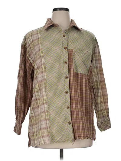 Pre-owned Rewind Long Sleeve Button Down Shirt In Brown