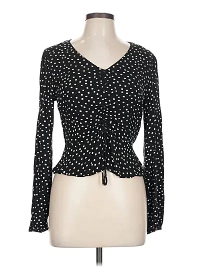 Pre-owned Rewind Long Sleeve Top Black Polka Dots Pattern Sweetheart Neckline Tops