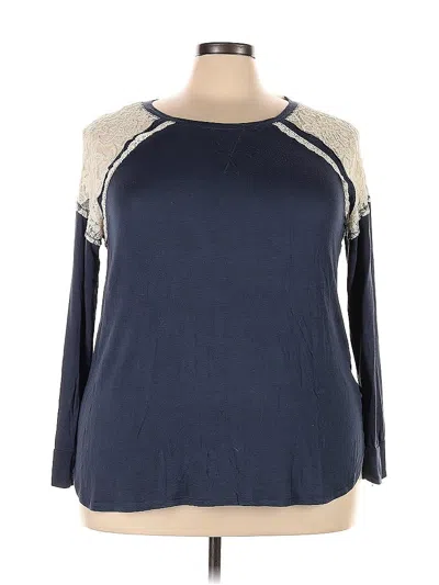 Pre-owned Rewind Long Sleeve Top Blue Crew Neck Tops