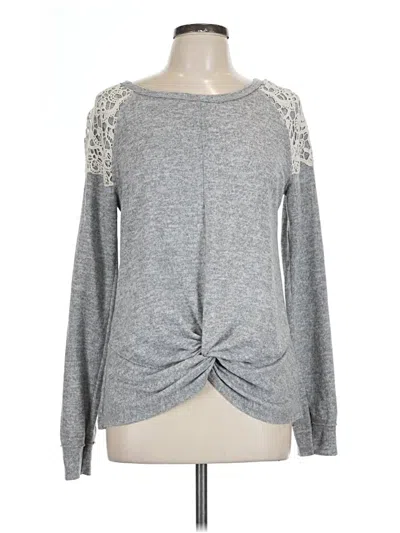 Pre-owned Rewind Long Sleeve Top Gray Crew Neck Tops