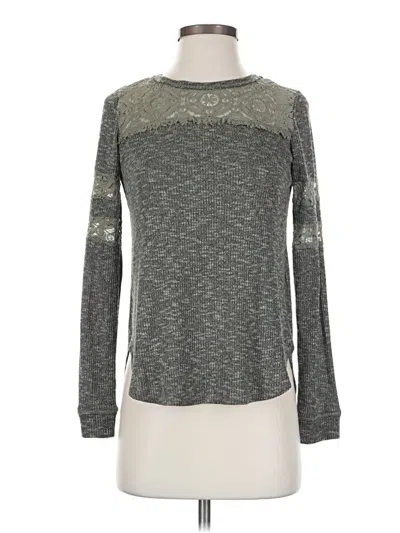 Pre-owned Rewind Long Sleeve Top Gray Crew Neck Tops
