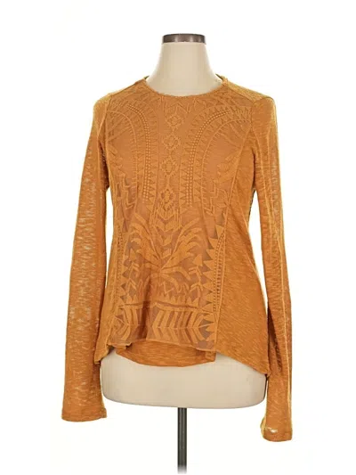 Pre-owned Rewind Long Sleeve Top Orange Mock Neckline Tops
