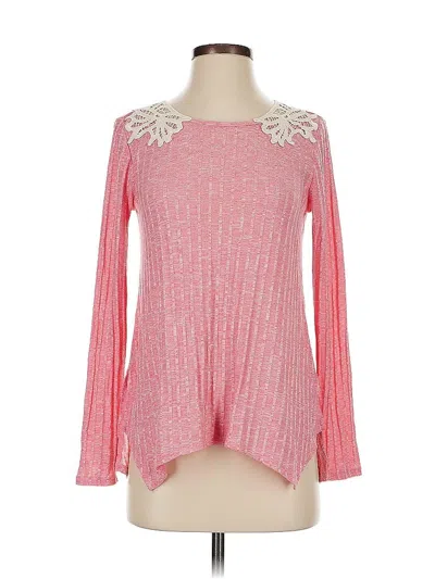 Pre-owned Rewind Long Sleeve Top Pink Keyhole Neckline Tops
