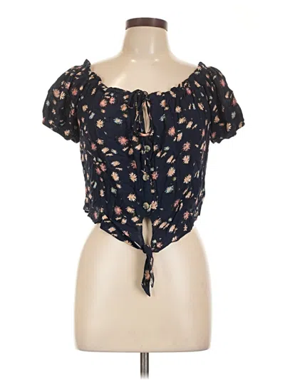 Pre-owned Rewind Short Sleeve Blouse In Black