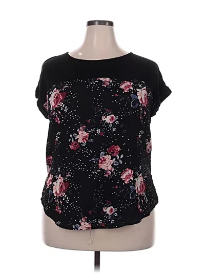 Pre-owned Rewind Short Sleeve Top Black Scoop Neck Tops