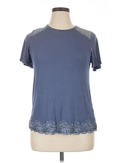 Pre-owned Rewind Short Sleeve Top Blue Mock Neckline Tops