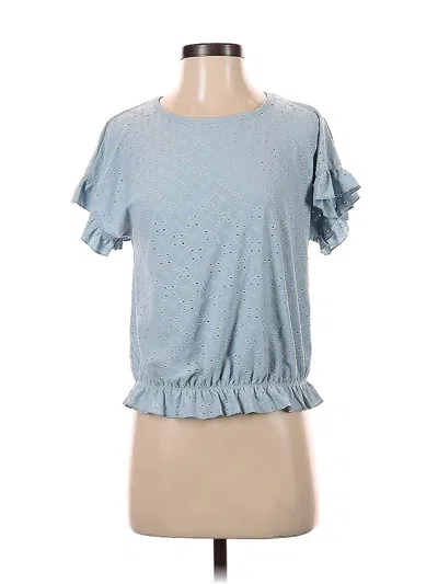 Pre-owned Rewind Short Sleeve Top Blue Ruffles Neckline Tops