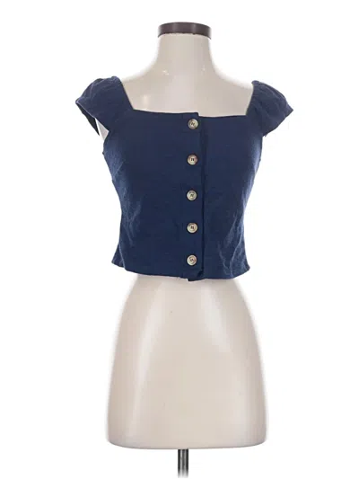 Pre-owned Rewind Short Sleeve Top Blue Sweetheart Neckline Tops