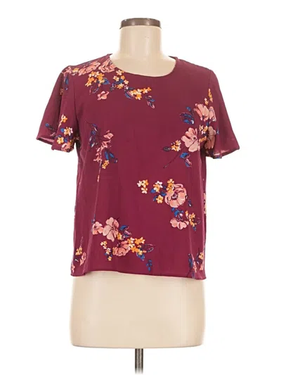 Pre-owned Rewind Short Sleeve Top Burgundy Crew Neck Tops
