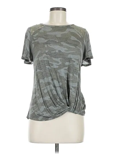 Pre-owned Rewind Short Sleeve Top Gray Keyhole Neckline Tops