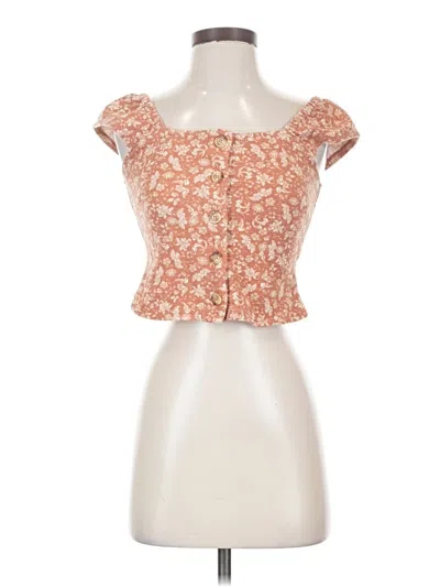 Pre-owned Rewind Short Sleeve Top Orange Sweetheart Neckline Tops