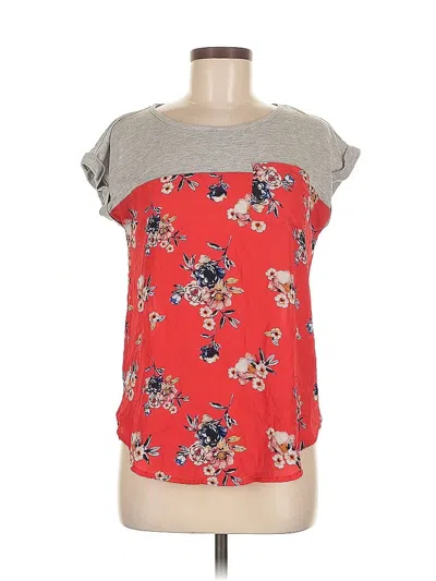 Pre-owned Rewind Short Sleeve Top Red Scoop Neck Tops