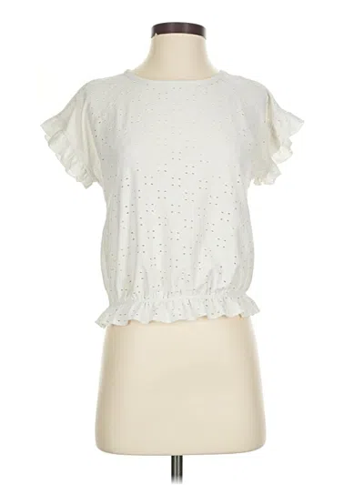 Pre-owned Rewind Short Sleeve Top White Ruffles Neckline Tops