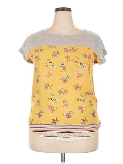 Pre-owned Rewind Short Sleeve Top Yellow Scoop Neck Tops