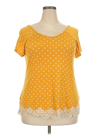 Pre-owned Rewind Short Sleeve Top Yellow Sweetheart Neckline Tops