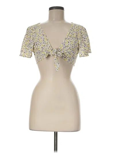 Pre-owned Rewind Short Sleeve Top Yellow Sweetheart Neckline Tops