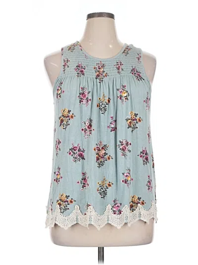 Pre-owned Rewind Tank Top Blue Halter Neckline Tops