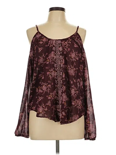 Pre-owned Rewind Tank Top Burgundy Cold Shoulder Neckline Tops