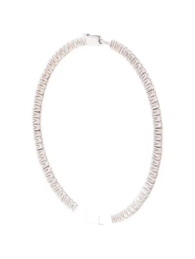 Pre-owned Rewind Vintage Affairs Pavé-hoop Earrings In Silver