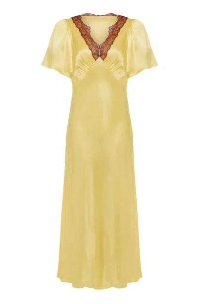 Rewritten Lace Ellis V-neck Dress In Yellow