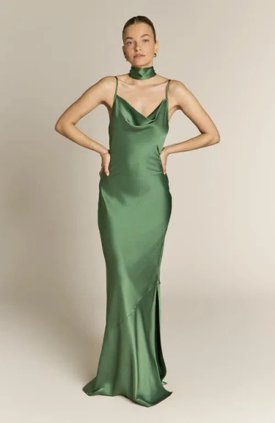 Rewritten Pollenca Cowl Neck Dress In Olive