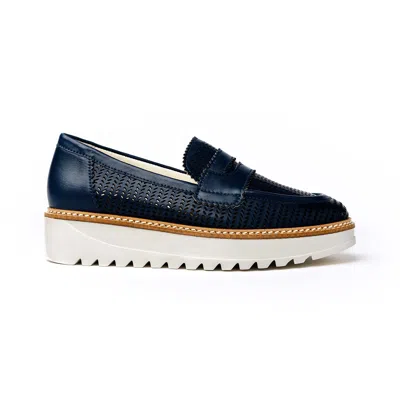Rex Shoes Women's Blue Lauren Loafer - Nuit Leather
