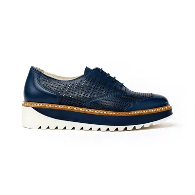 Rex Shoes Women's Blue Liz Oxford - Nuit Leather
